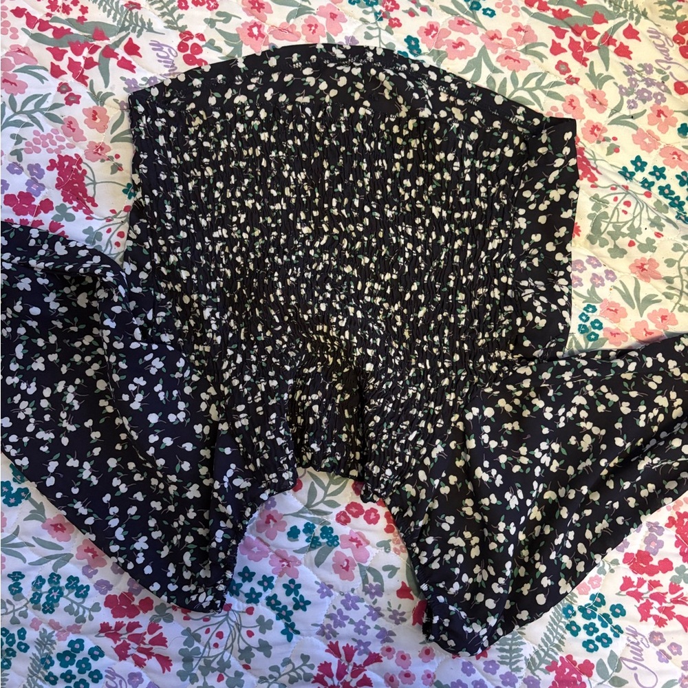 Blue and White Floral Tween Blouse